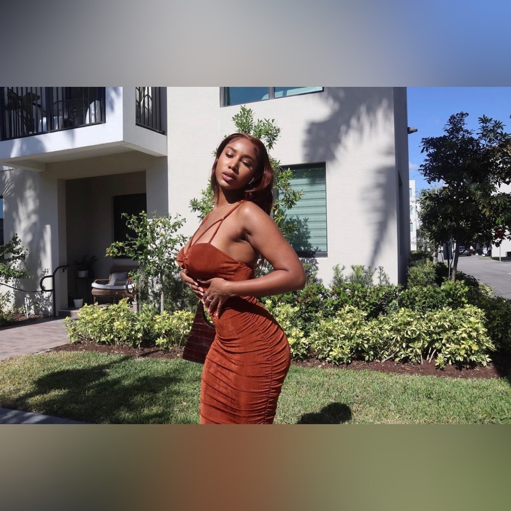 Copper midi dress - Picture 3 of 4